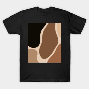 Minimal Modern  Abstract Shapes Black and  Brown Warm Colours  Pattern T-Shirt